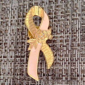𝅺Vintage Breast Cancer Care Ribbon Pin/Brooch - Avon